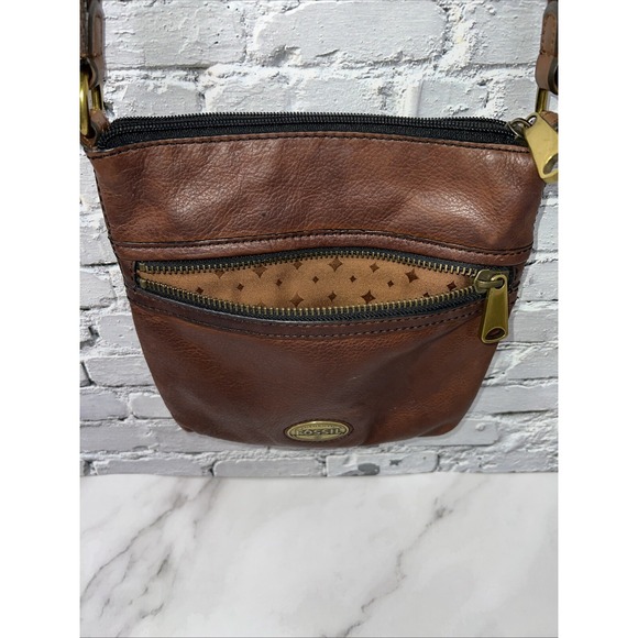 Fossil‎ Explorer Mini Crossbody Bag Cowhide Leather Brown ✅ - Picture 5 of 11